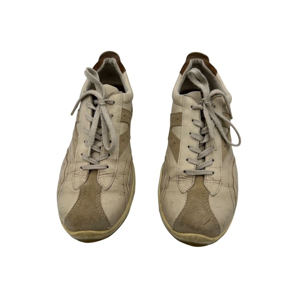 ECCO Beige Suede Leather Casual Sneakers Women's Shoes Comfort Walking Size 8.5